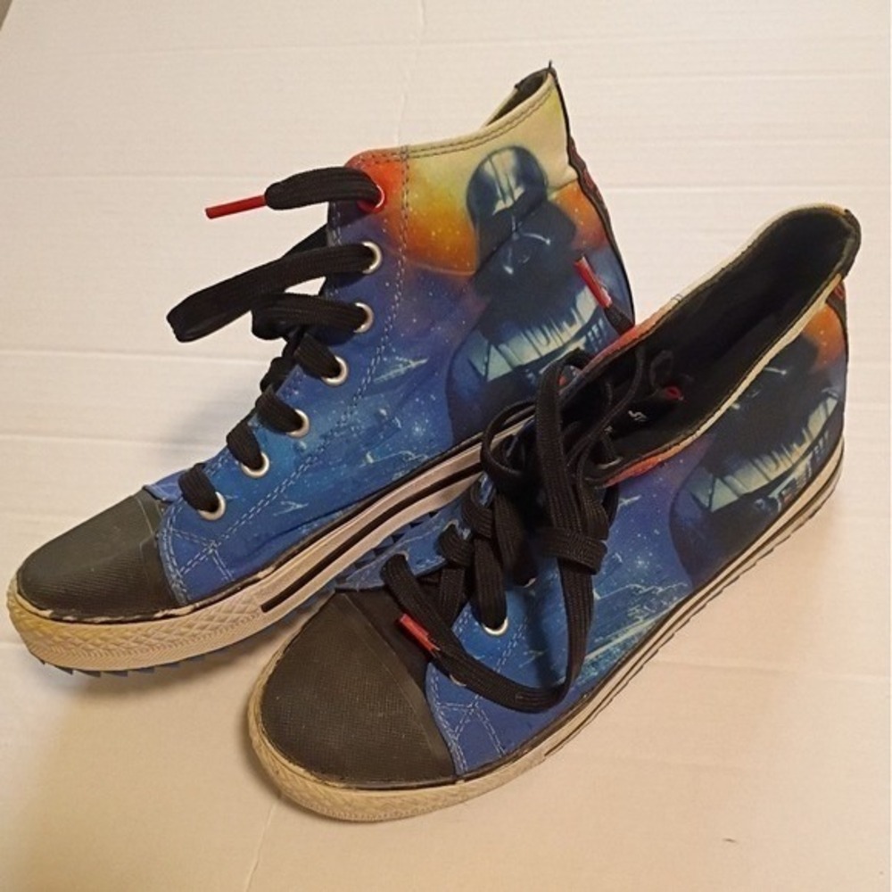 Star Wars Skecher High Top Sneakers Darth Vader Space Galaxy Print Kids Size 5.5 - Picture 2 of 7